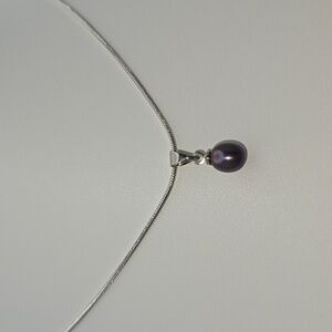 Sterling Silver Freshwater Dark Tahitian-Style Pearl Necklace Casual Elegant